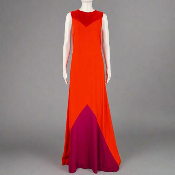 GIVENCHY Size 2 Red Purple Viscose Blend Sleeveless Gown Dress - Picture 1 of 6